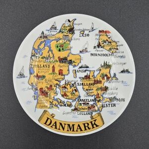 Vintage Denmark Decorative Map Plate -4 Inch